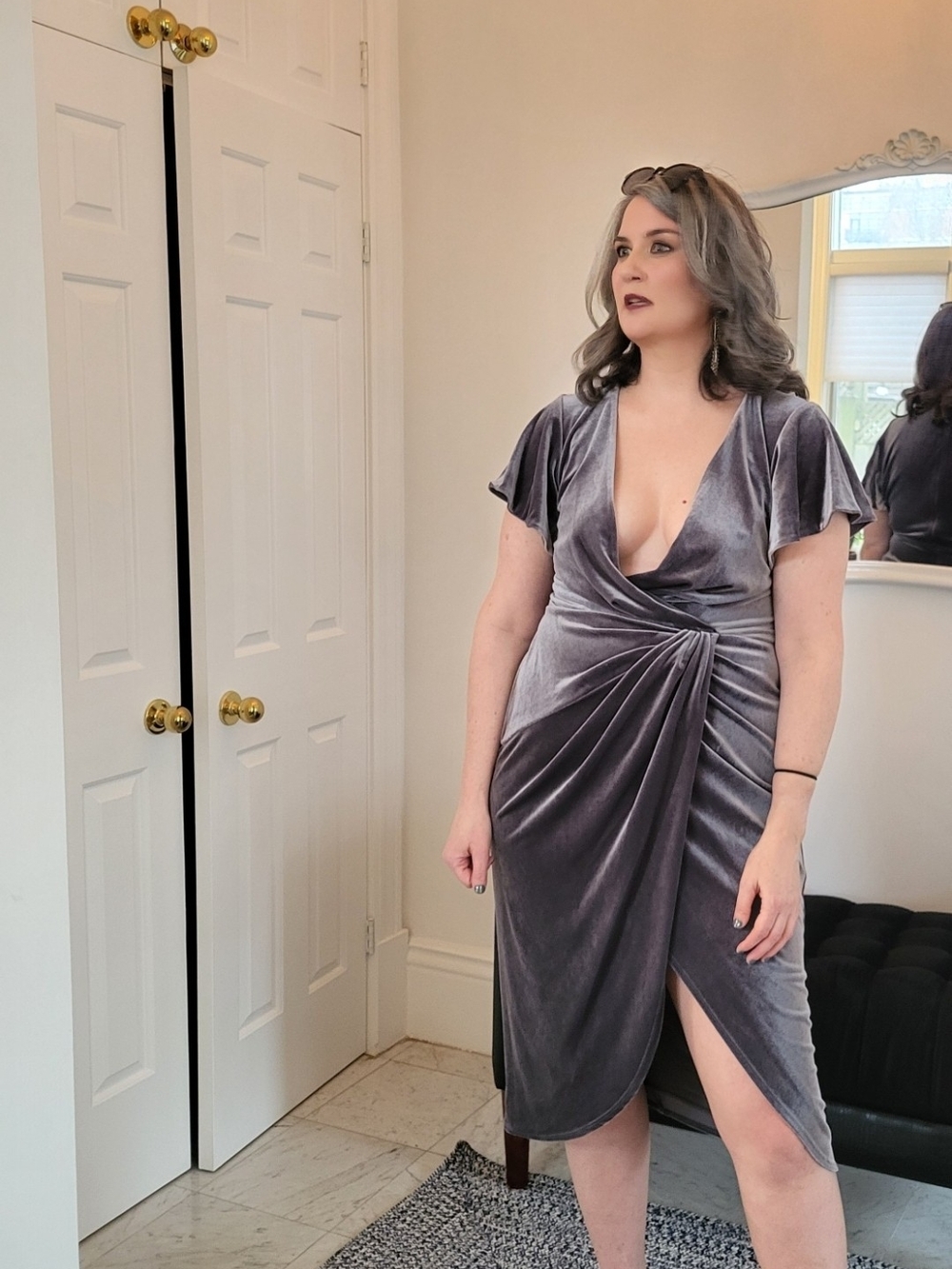 Ralph Lauren Gray Velvet Dress